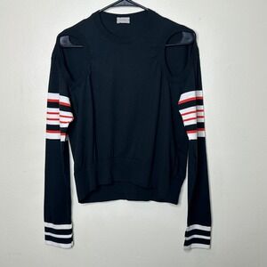 MRZ Sweater Cold Shoulder Black Striped Cotton Silk Cashmere Italy size XS